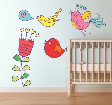Adesivo infantil aves e flor - TenStickers