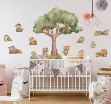 Adesivo para quarto infantil de animais fofos da floresta - TenStickers