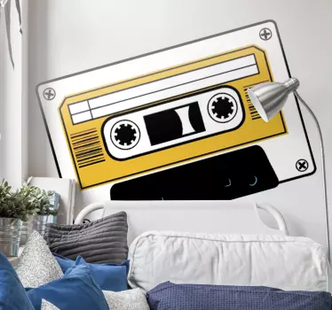 Adesivo retro cassete branca e amarela - TenStickers