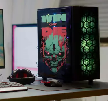 Autocolante de videojogos caveira cibernética - TenStickers