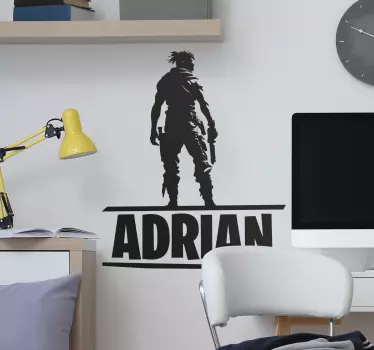 Autocolante de videojogos personagem de batalha com nome - TenStickers