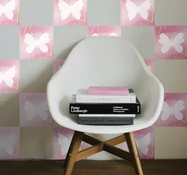 Adesivos azulejos Borboletas rosa - TenStickers