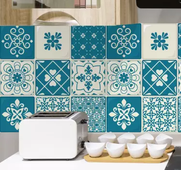 Adesivos azulejos Padrão cinza e azul - TenStickers