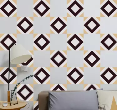 Adesivos azulejos Padrão de cimento vintage quadrado - TenStickers