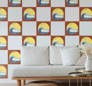Adesivos azulejos Sol, praia e onda - TenStickers