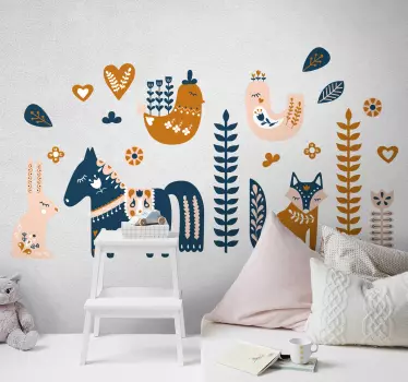 Adesivos para decoração de quarto infantil Animal nórdico - TenStickers