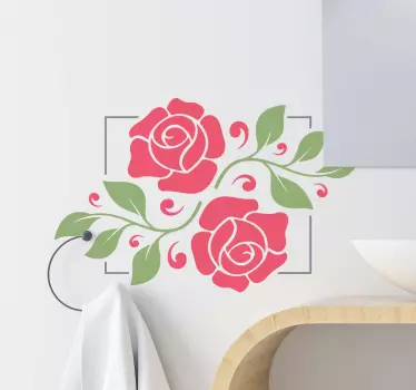 Adesivos para espelhos decorativos Moldura de flores românticas - TenStickers