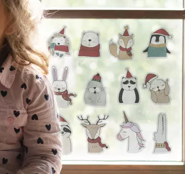 Animais curtindo o Autocolante para janelas de natal - TenStickers