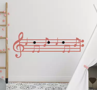 Autcolante cabide personalizado Nota musical - TenStickers