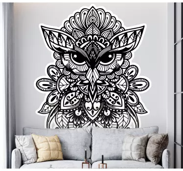 Autocolante animal com padrão intricado de coruja - TenStickers