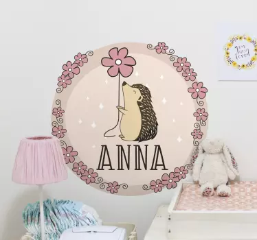 Autocolante animal ouriço com flores - TenStickers
