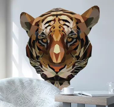 Autocolante animal selvagem rosto de tigre geométrico - TenStickers