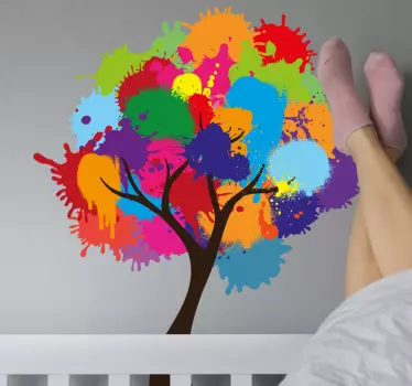 Autocolante árvore colorida e artística - TenStickers