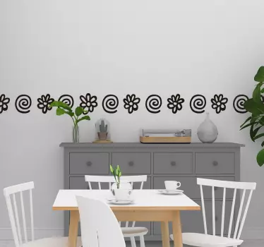 Autocolante sala de estar flores e espirais - TenStickers