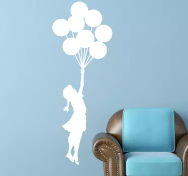 Autocolante Banksy Menina com balões - TenStickers