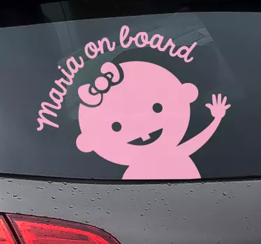 Bebé a bordo personalizado Menina a acenar - TenStickers