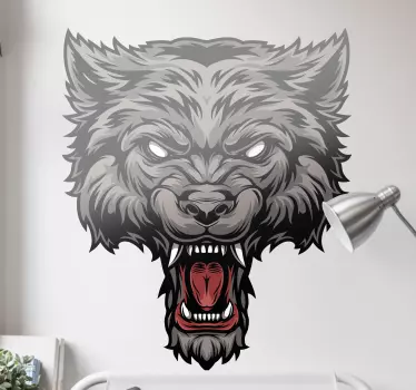 Autocolante cabeça de lobo rugindo - TenStickers