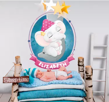 Autocolante para bebé elefante bebé a dormir - TenStickers