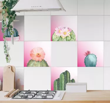Autocolantes para azulejos tipos de cactos - TenStickers
