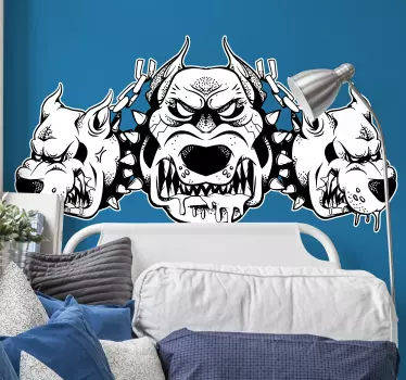 Autocolante com cães e gatos Três cabeças de cão bravo - TenStickers
