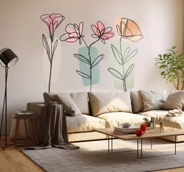 Adesivo decorativo flores flores de arte de linha - TenStickers