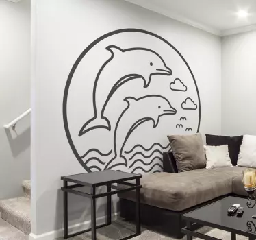 Autocolante com peixes Marinheiro golfinho pulando - TenStickers
