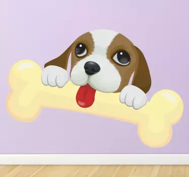 Autocolante de animais cãozinho com osso - TenStickers