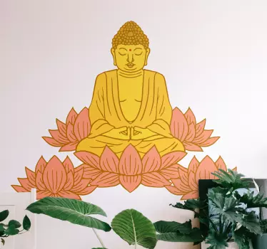 Autocolante de arte figura do buda lótus - TenStickers