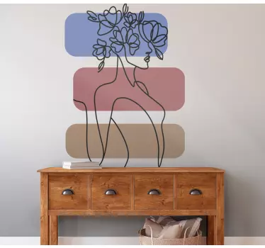 Autocolante de arte perfil de silhueta floral - TenStickers