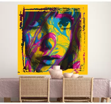 Autocolante de arte rosto abstrato vibrante - TenStickers
