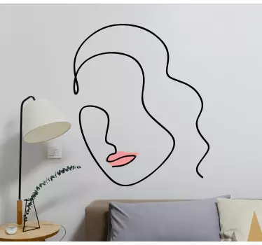 Autocolante de arte rosto em linha minimalista - TenStickers