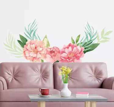 Autocolante de flores Peónias cor pastel - TenStickers