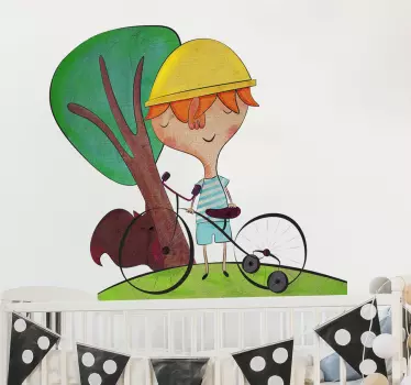 Autocolante de ilustrações Menino com bicicleta - TenStickers