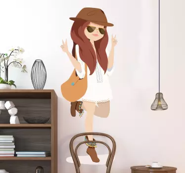 Autocolante de moda esboço de menina cool - TenStickers
