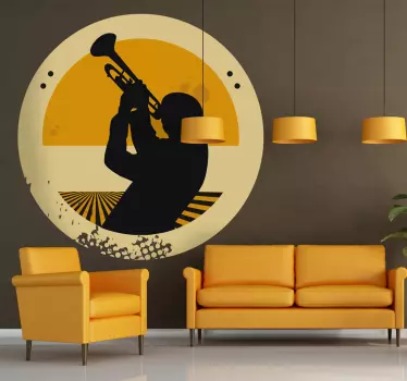 Autocolante de música Trompetista Vintage - TenStickers
