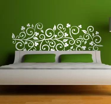 Autocolante de parede cabeceira com folhas - TenStickers