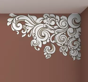Autocolante de parede canto floral barroco crescente - TenStickers