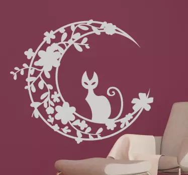 Autocolante de parede gato na lua - TenStickers