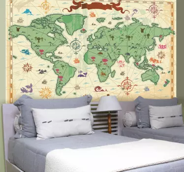 Autocolante de parede infantil mapa do tesouro - TenStickers