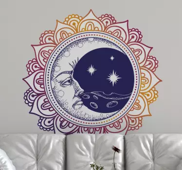 Autocolante de parede Mandala sol e lua - TenStickers