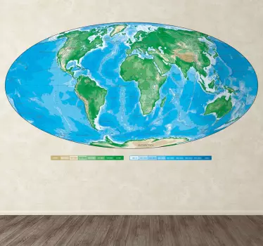 Autocolante de parede mapa mundo oval - TenStickers