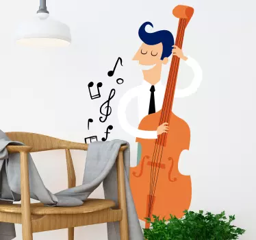 Autocolante de parede músico e contrabaixo - TenStickers