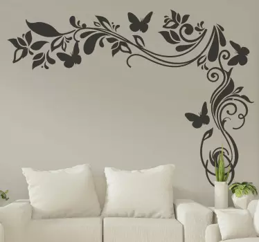 Autocolante decorativo ornamental canto floral - TenStickers