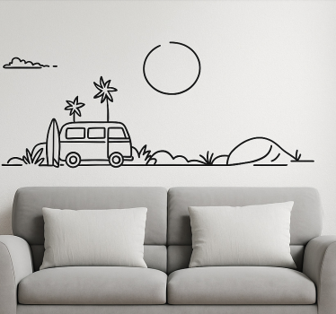 Autocolante de parede paisagem de surf no oceano - TenStickers