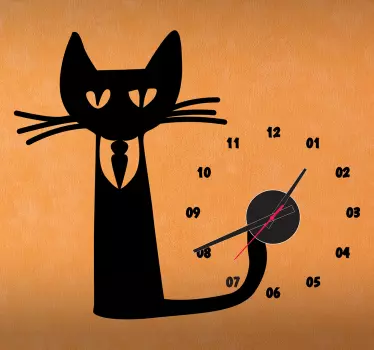 Autocolante de parede relógio-gato - TenStickers