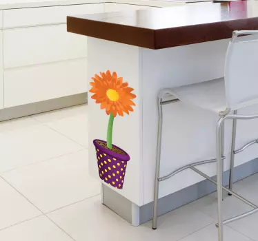 Autocolante de parede vaso com flor colorida - TenStickers