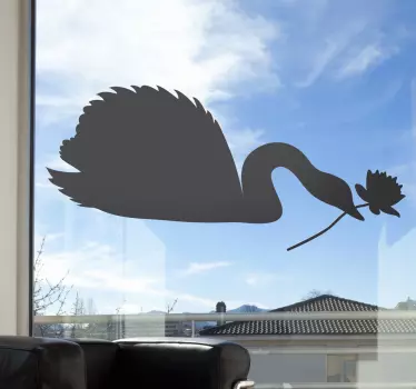 Autocolante de silhueta cisne com flor - TenStickers