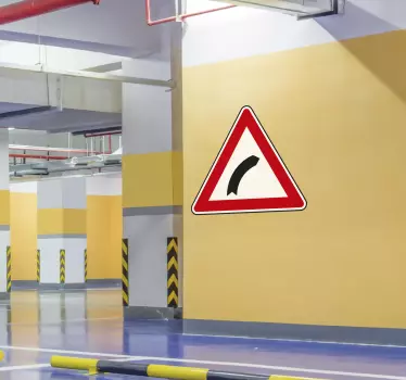 Autocolante de sinal de aviso de curva perigosa - TenStickers