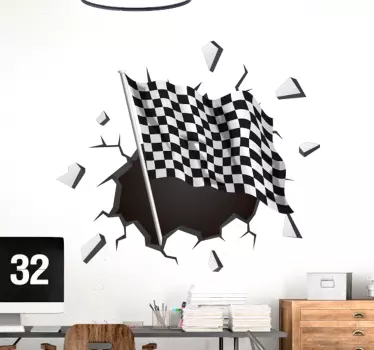 Vinil decorativo 3D Bandeira de corrida - TenStickers