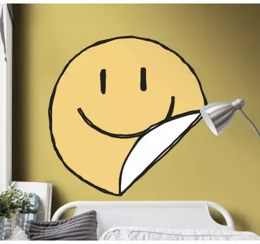 Autocolante decorativo azulejo Rosto de giz de cera com sorriso a - TenStickers